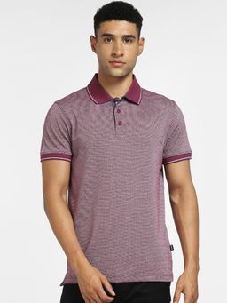 Jack & Jones - Men Textured Purple T-shirt