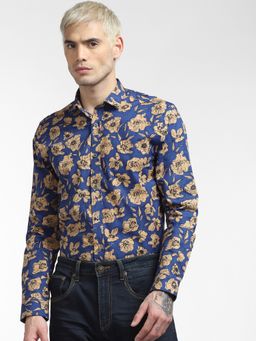 Jack & Jones - Men Floral Print Blue Shirt