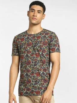 Jack & Jones - Men Floral Print Green T-shirt