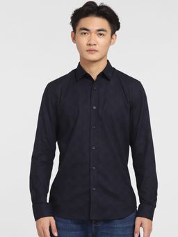 Jack & Jones - Men Solid Navy Blue Shirt