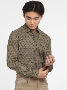 Jack & Jones - Men Printed Green Shirt