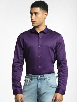 Jack & Jones - Men Solid Purple Shirt