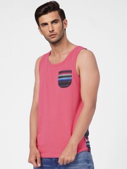 Jack & Jones - Men Printed Pink Tank Top