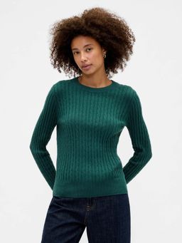 GAP - Women's Cable-Knit Relaxed Fit Crew Neck Sweater