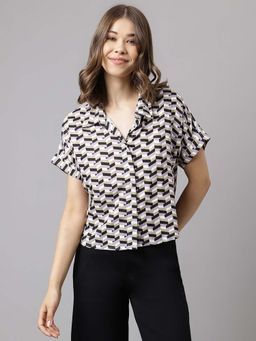 Latin Quarters - Women Printed Short Sleeve Casual Shirt