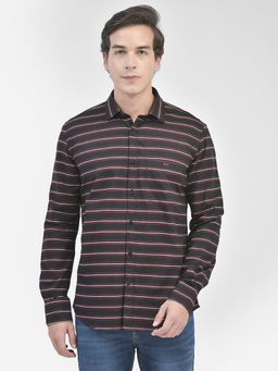 CRIMSOUNE CLUB - Men Black Striped Shirt