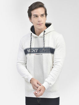 CRIMSOUNE CLUB - Men White Printed Hooded Sweatshirt