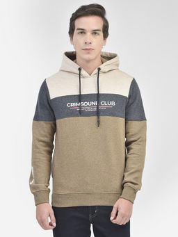 CRIMSOUNE CLUB - Men Beige Melange Colorblock Sweatshirt