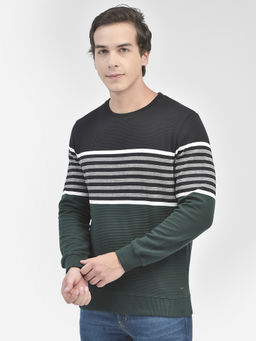 CRIMSOUNE CLUB - Men Mult Color Striped Round Neck Sweatshirt