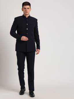 Turtle - Men Poly Viscose Black Party Suit Blazer with Trouser and Waistcoat (Set of 3)