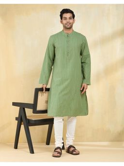 Fabindia - Green Cotton Dobby Long Kurta