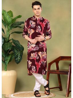 TATTVA - Men Floral Printed Cotton Kurta and Pyjama (Set of 2)