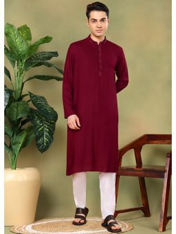 TATTVA - Men Woven Design Threadwork Kurta and Pyjama (Set of 2)