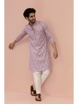 KISAH - Men Lilac Embroidered Kurta and Trouser (Set of 2)