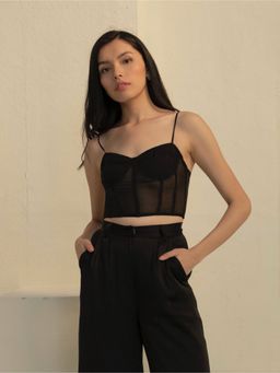 BEYOND - Dita Crop Corset Black