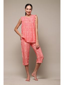 Biba - Women Pink Rayon Relaxed Sleepwear (Set of 2)