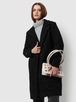 Campus Sutra - Womens Black Regular Fit Long Coat