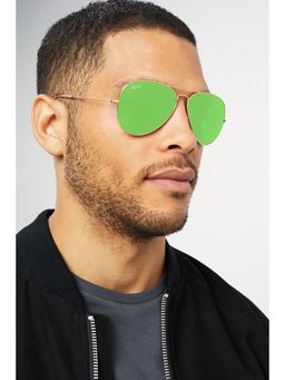 RESIST EYEWEAR - Unisex Uv Protected Green Lens Aviator Sunglasses (58)