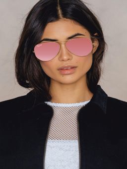 RESIST EYEWEAR - Unisex Uv Protected Pink Lens Aviator Sunglasses (58)