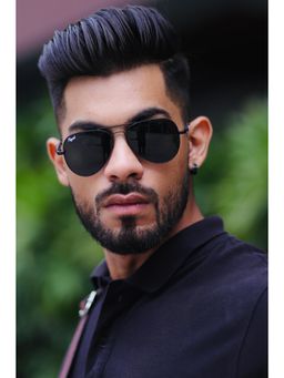 RESIST EYEWEAR - Unisex Uv Protected Black Lens Aviator Sunglasses (58)