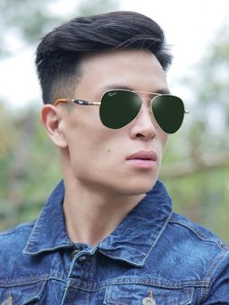 RESIST EYEWEAR - Unisex Uv Protected Green Lens Aviator Sunglasses (58)