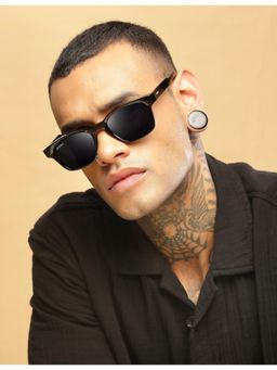 RESIST EYEWEAR - Unisex Uv Protected Black Lens Rectangle Sunglasses (52)