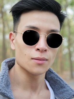 RESIST EYEWEAR - Unisex Uv Protected Black Lens Round Sunglasses (50)