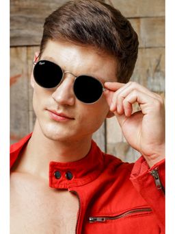 RESIST EYEWEAR - Unisex Uv Protected Black Lens Round Sunglasses (50)