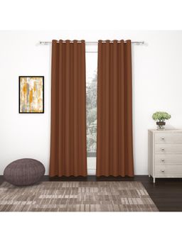 Story@Home - Blackout 300 GSM Polyester Long Door Curtain (Brown) (9 Feet)