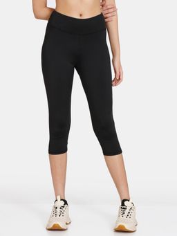 Zivame - Zelocity High Rise Quick Dry Capris - Jet Black