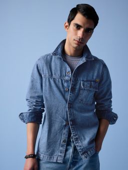 Andamen - Regular Fit Blue Men Solid Full Sleeve Denim Jacket