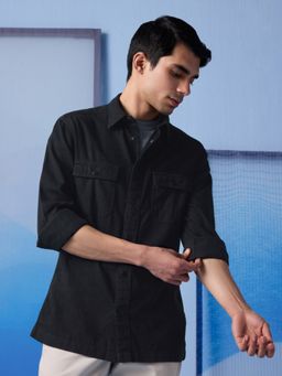 Andamen - Black Men Full Sleeve Embroidered Slim Shirt