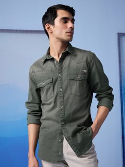 Andamen - Regular Fit Grey Men Full Sleeve Shirt