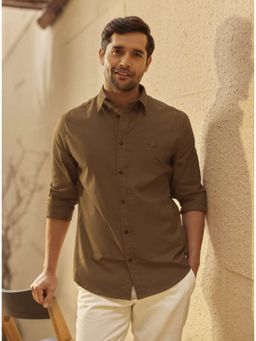 Andamen - Brown Men Full Sleeve Stretchable Slim Shirt