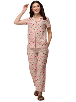 SOIE - Half Sleeve Printed Pyjama Set - Multi-Color