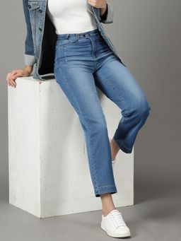 SHOWOFFFF - Women's Stretchable Clean Look Blue Straight Fit Jeans