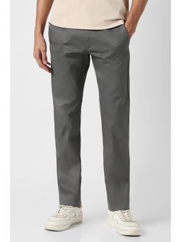 Peter England - Men Grey Solid Slim Fit Casual Trousers