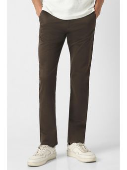 Peter England - Men Brown Solid Slim Fit Casual Trousers