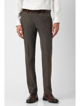 Peter England - Men Brown Solid Formal Trousers