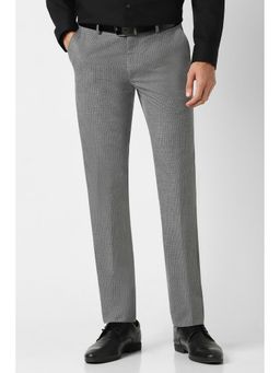 Peter England - Men Grey Check Formal Trousers