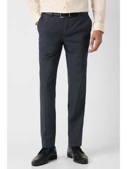 Peter England - Men Navy Textured Formal Trousers