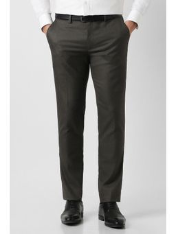 Peter England - Men Brown Solid Formal Trousers