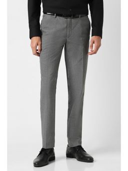 Peter England - Men Grey Textured Formal Trousers