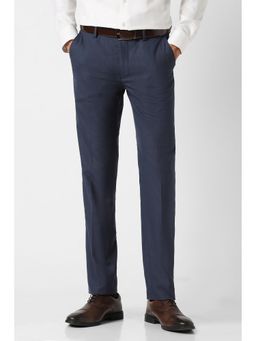 Peter England - Men Navy Textured Formal Trousers