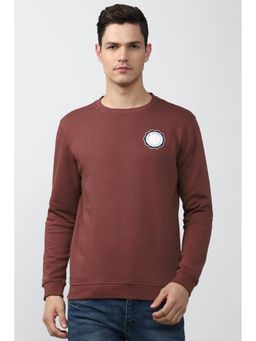 Van Heusen - Men Maroon Solid Crew Neck Sweatshirt