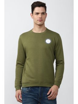 Van Heusen - Men Olive Solid Crew Neck Sweatshirt