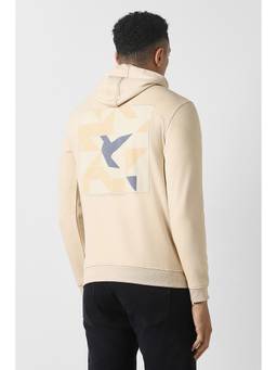 Van Heusen - Men Cream Printed Hooded Neck Hoodie