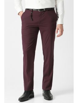 Van Heusen - Men Maroon Solid Trousers