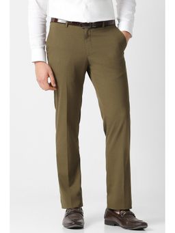 Van Heusen - Men Khaki Solid Trousers