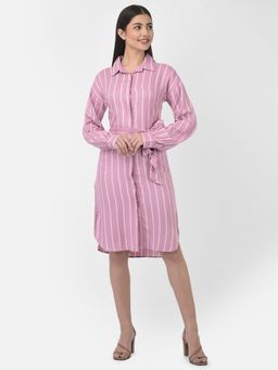 CRIMSOUNE CLUB - Women Pink Striped Shirt Club-Dress (Set Of 2)